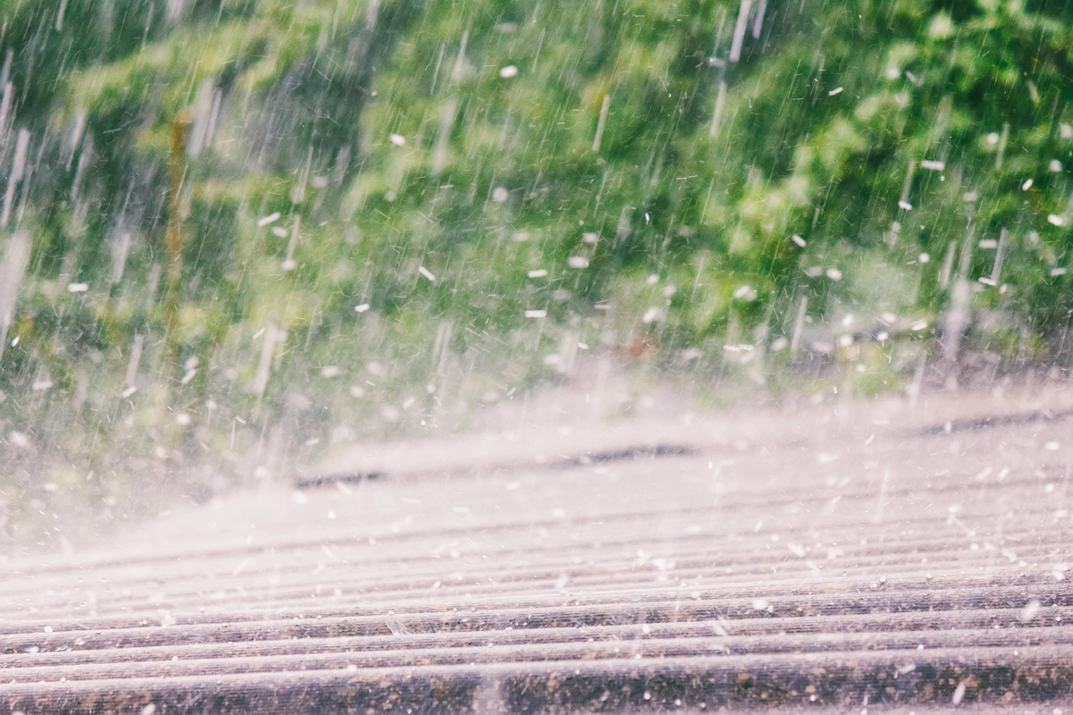 hail falling on roof of home
